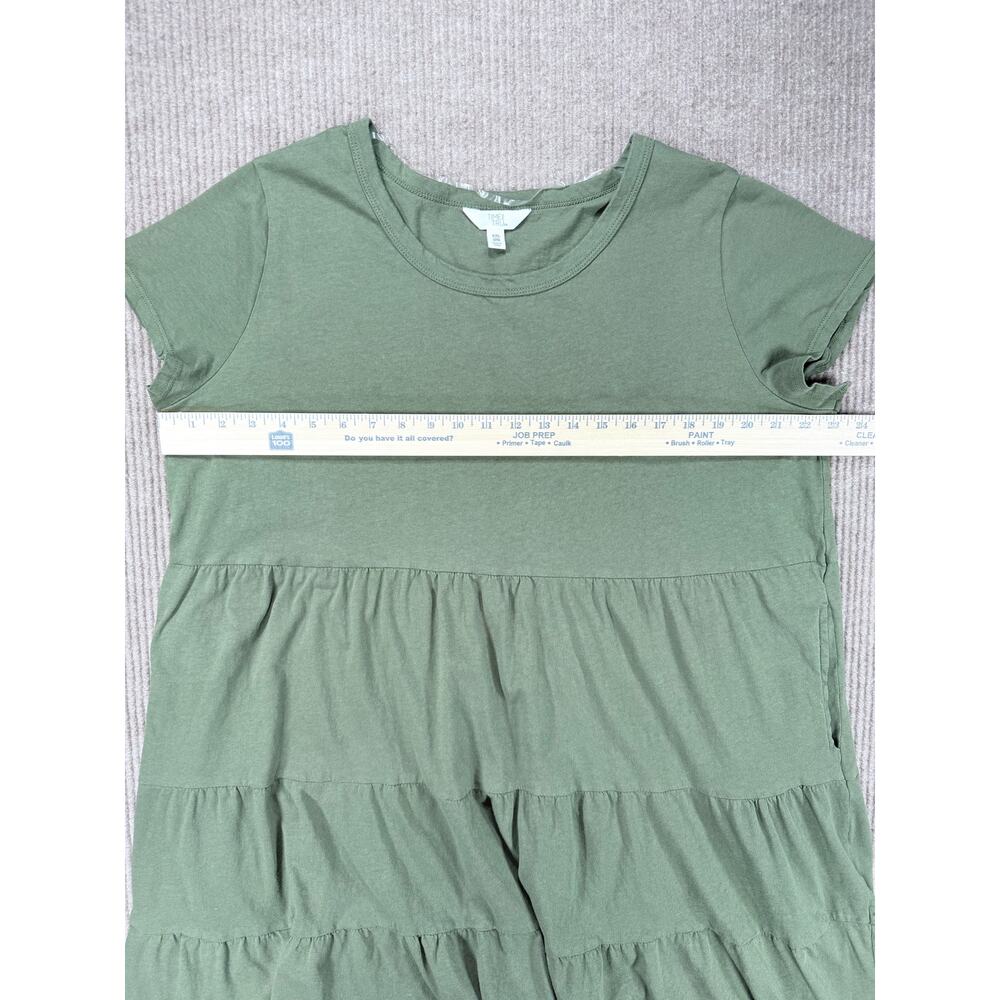 Time and Tru Olive Green Tiered Cotton T-Shirt Mini Dress XXL 20 Pockets - Picture 7 of 9